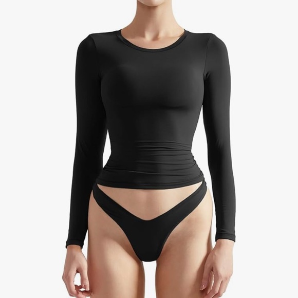 Elegant Black Long Sleeve Bodysuit - Picture 1 of 6